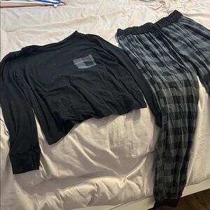 Black and Gray Plaid Pajama Set